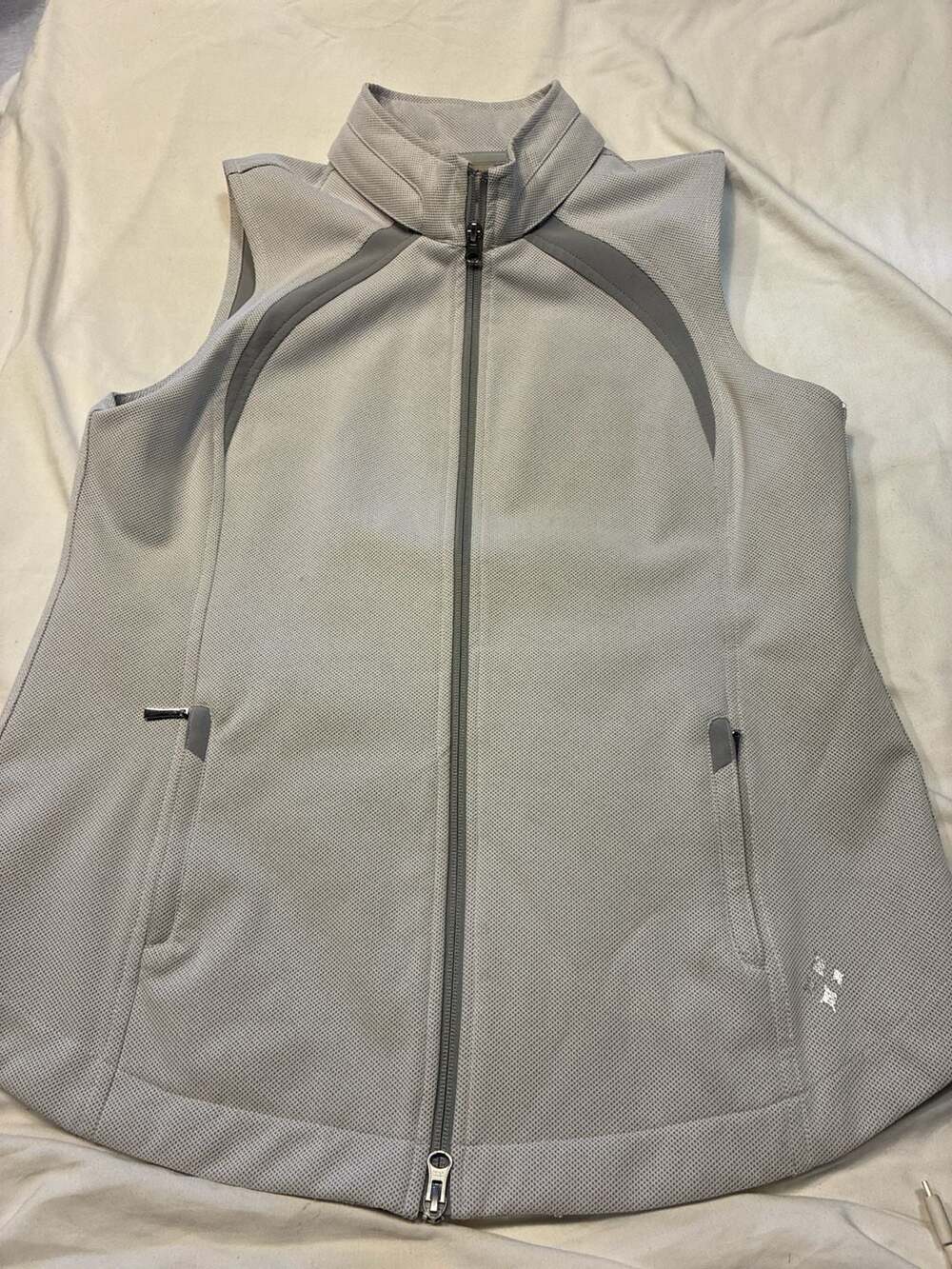 Jofit Women's Gray Textured Full-Zip Golf Vest Size Large